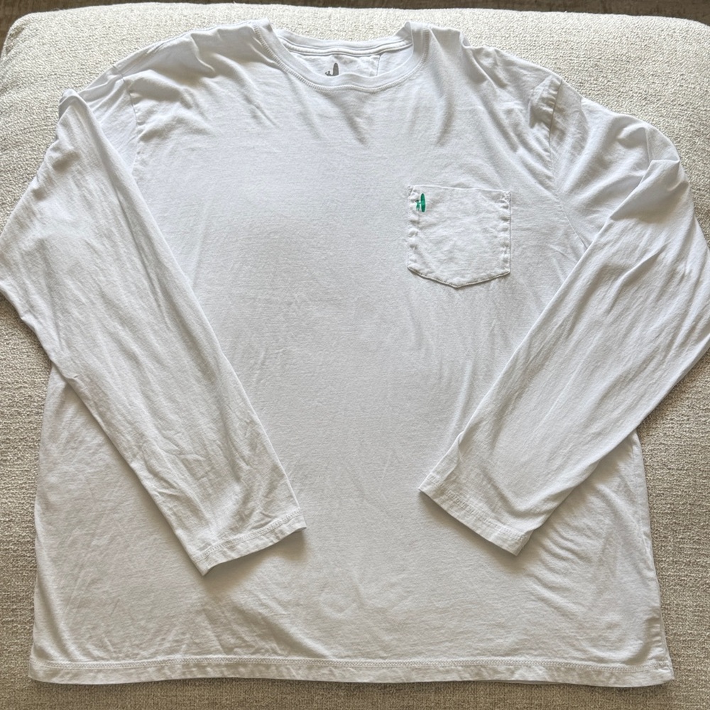 johnnie-O White Long Sleeve Pocket Tee